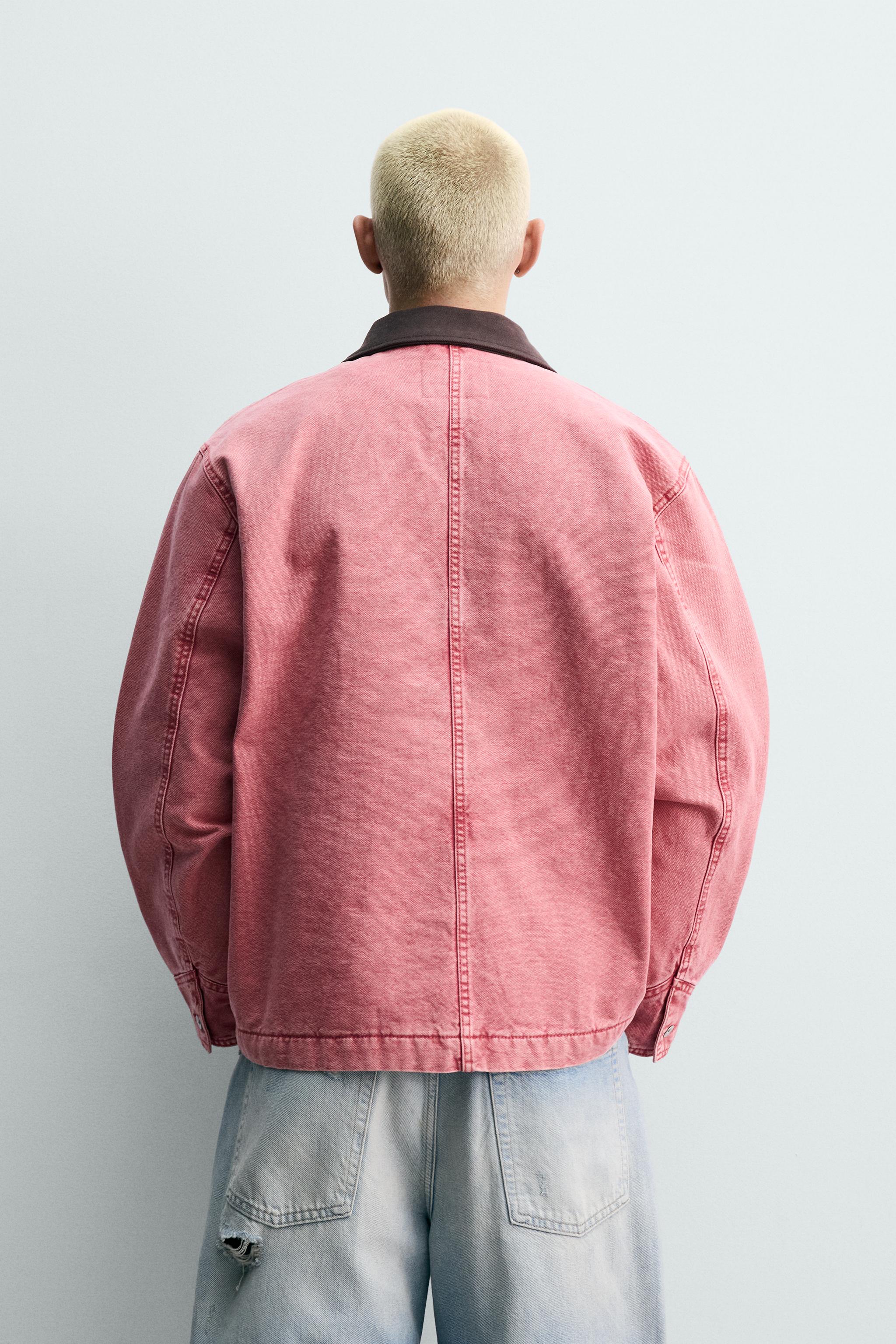BLOUSON RELAXED FIT LAVÉ À COL CONTRASTE